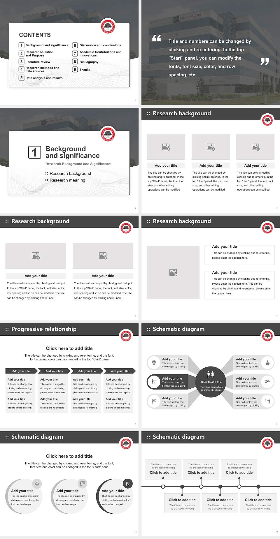 South College Orlando Graduation Thesis Defense PPT Template4:3 ratio PPT effect preview image2