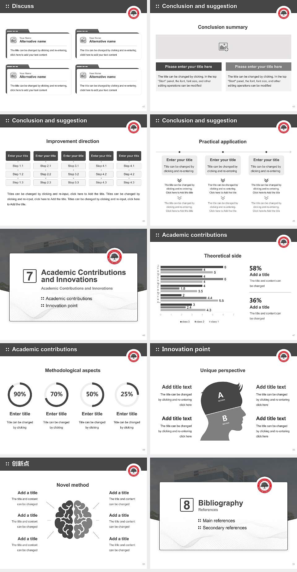 South College Orlando Graduation Thesis Defense PPT Template4:3 ratio PPT effect preview image6