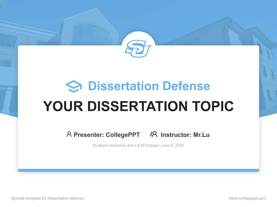 Southern University and a & M College Graduation Thesis Defense PPT Template4:3 ratio PPT effect preview image7