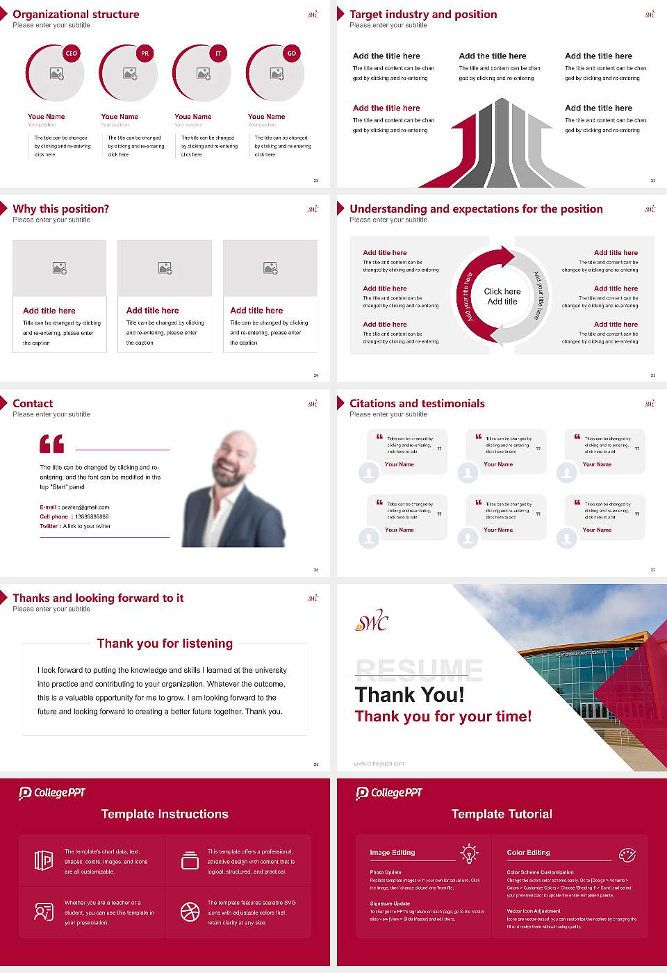 Southwestern College Resume PPT Template16:9 ratio PPT effect preview image4