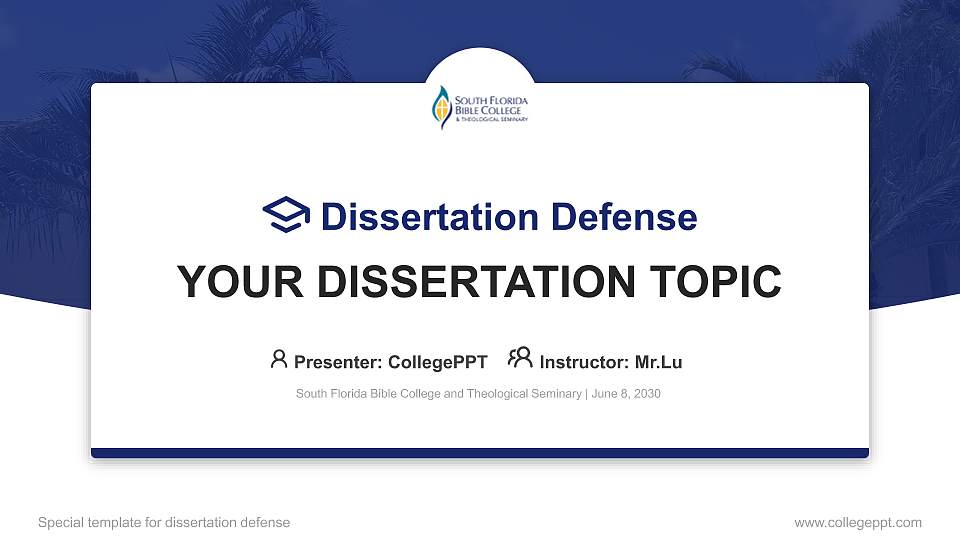 South Florida Bible College and Theological Seminary Graduation Thesis Defense PPT Template16:9 ratio PPT effect preview image