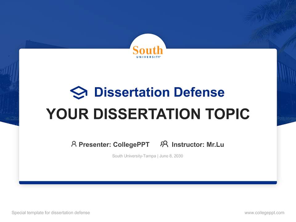 South University-Tampa Graduation Thesis Defense PPT Template4:3 ratio PPT effect preview image7