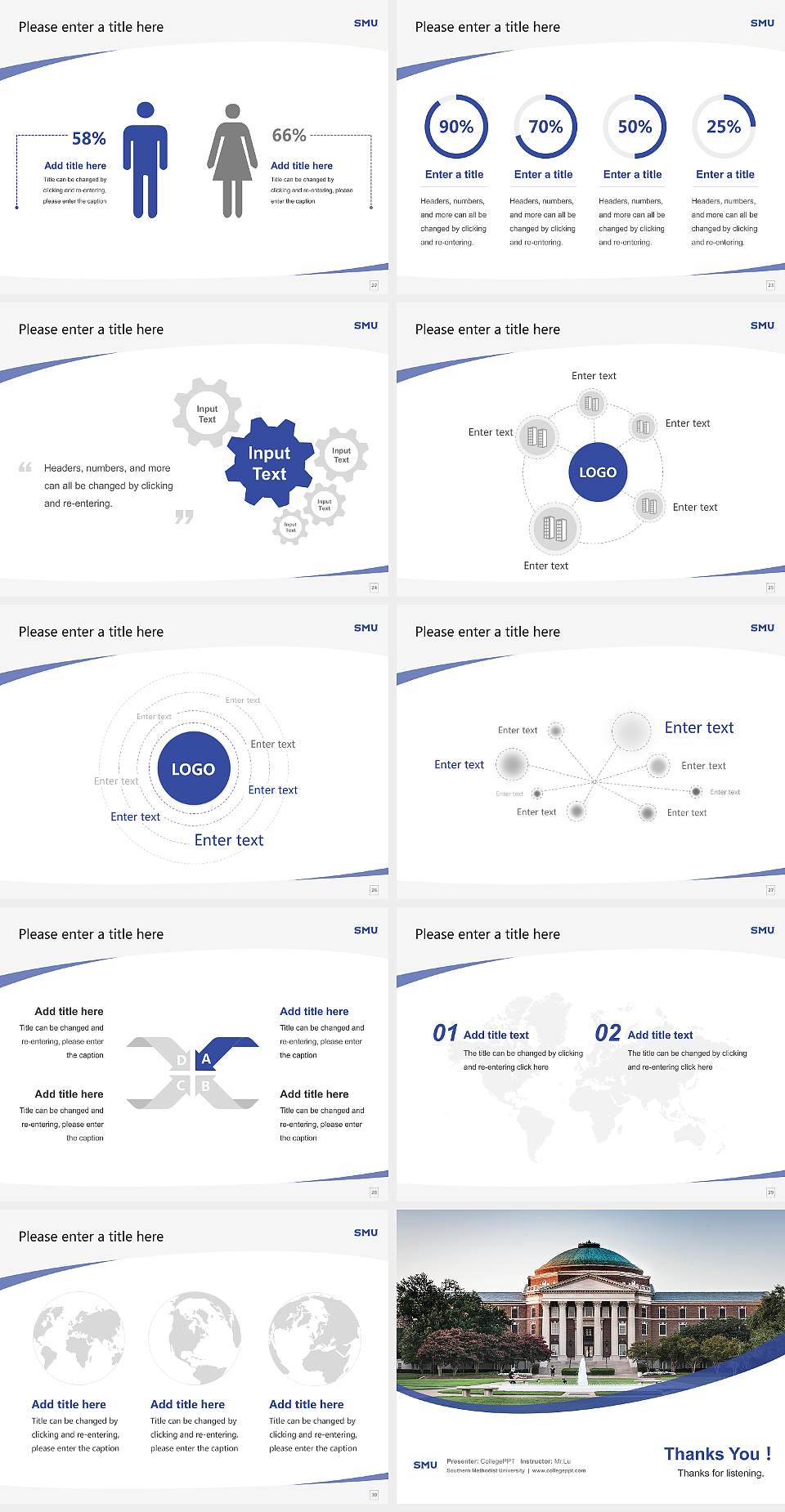 Southern Methodist University Course/Courseware Creation PPT Template4:3 ratio PPT effect preview image4
