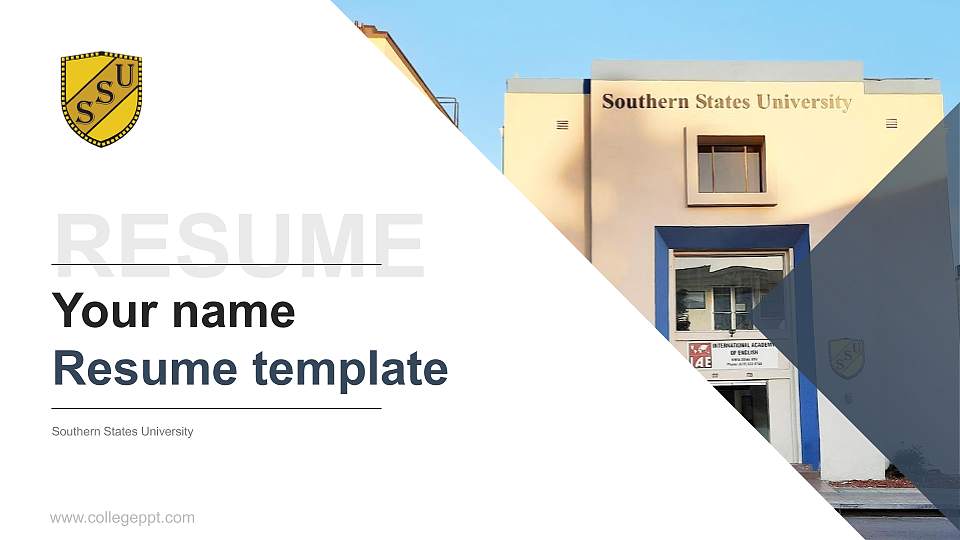 Southern States University Resume PPT Template16:9 ratio PPT effect preview image