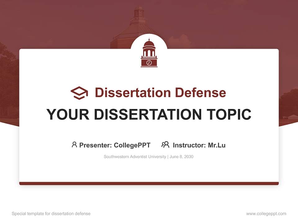 Southwestern Adventist University Graduation Thesis Defense PPT Template4:3 ratio PPT effect preview image7