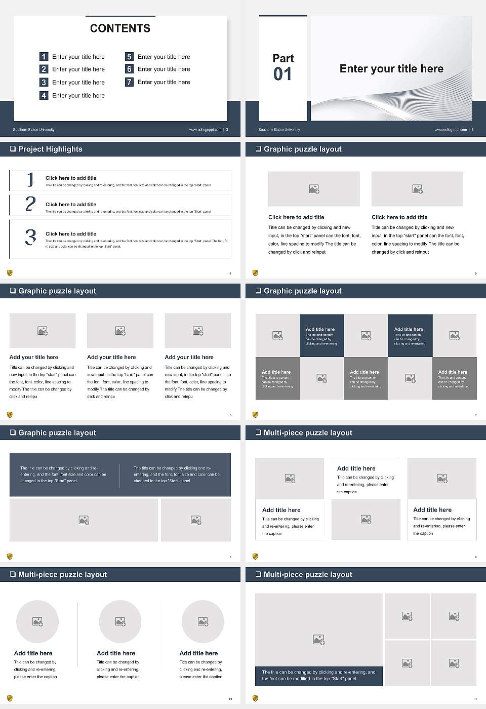 Southern States University General Purpose PPT Template16:9 ratio PPT effect preview image2