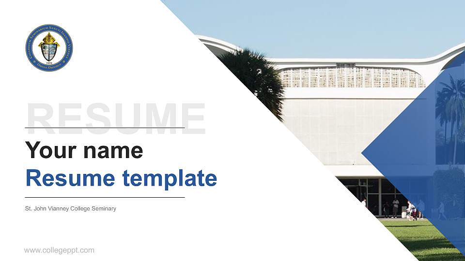 St. John Vianney College Seminary Resume PPT Template16:9 ratio PPT effect preview image
