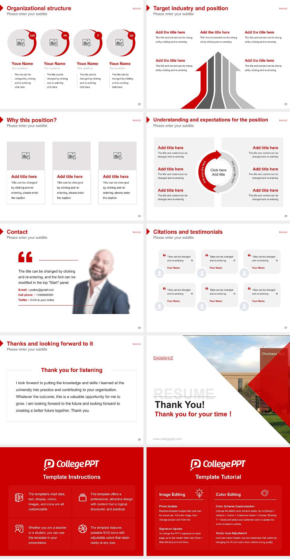 Southern Illinois University-Edwardsville Resume PPT Template4:3 ratio PPT effect preview image4