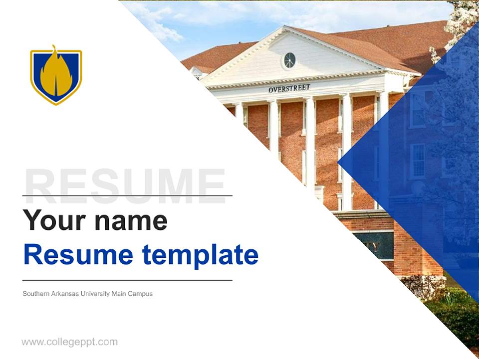 Southern Arkansas University Main Campus Resume PPT Template4:3 ratio PPT effect preview image5