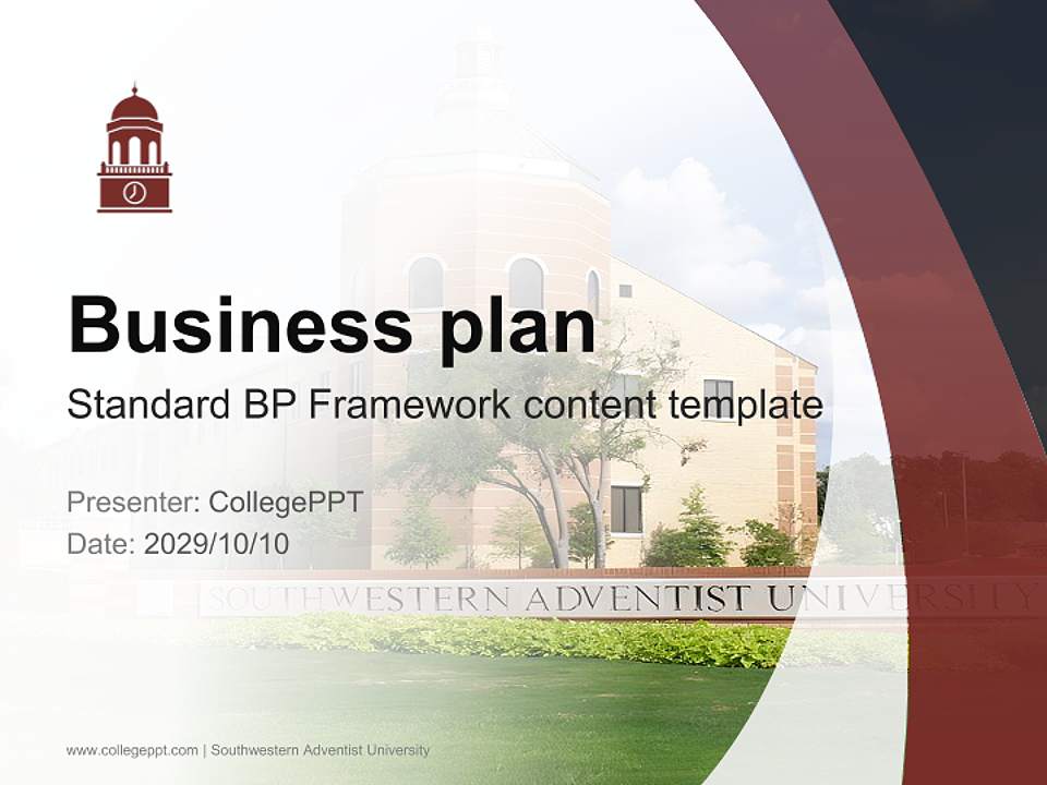 Southwestern Adventist University Competition/Entrepreneurship Contest PPT Template4:3 ratio PPT effect preview image9