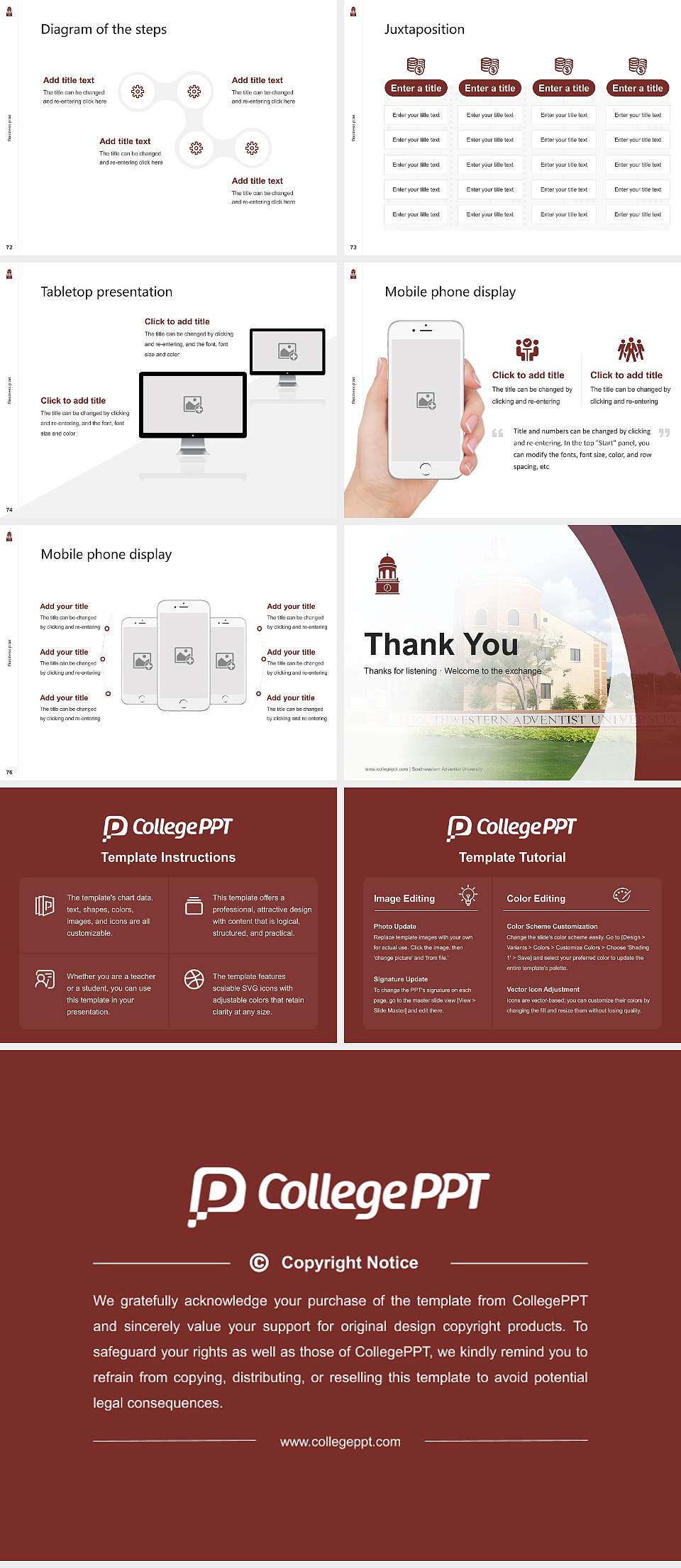 Southwestern Adventist University Competition/Entrepreneurship Contest PPT Template4:3 ratio PPT effect preview image9