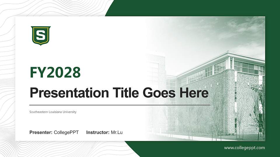 Southeastern Louisiana University Academic Presentation/Research Findings Report PPT Template16:9 ratio PPT effect preview image