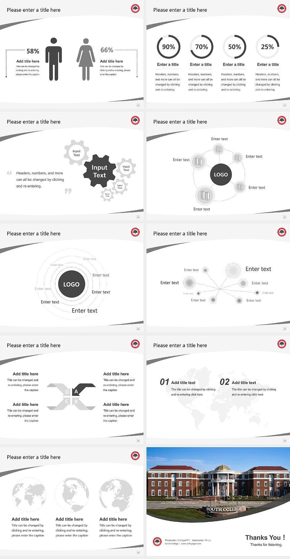 South College Course/Courseware Creation PPT Template4:3 ratio PPT effect preview image4