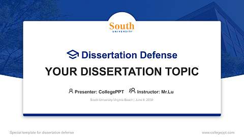 South University-Virginia Beach Graduation Thesis Defense PPT Template