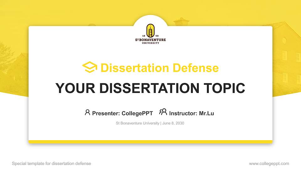 St Bonaventure University Graduation Thesis Defense PPT Template16:9 ratio PPT effect preview image