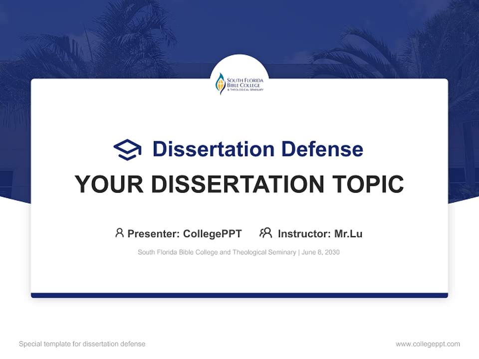 South Florida Bible College and Theological Seminary Graduation Thesis Defense PPT Template4:3 ratio PPT effect preview image7