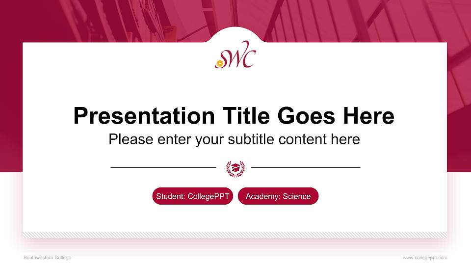 Southwestern College National Scholarship Defense PPT Template16:9 ratio PPT effect preview image