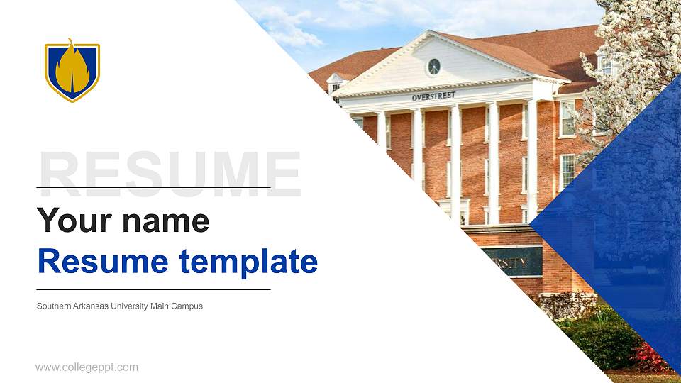 Southern Arkansas University Main Campus Resume PPT Template16:9 ratio PPT effect preview image