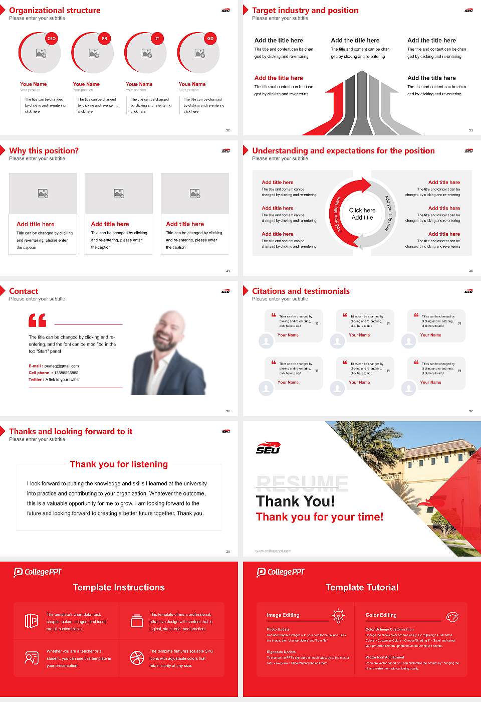 Southeastern University Resume PPT Template16:9 ratio PPT effect preview image4