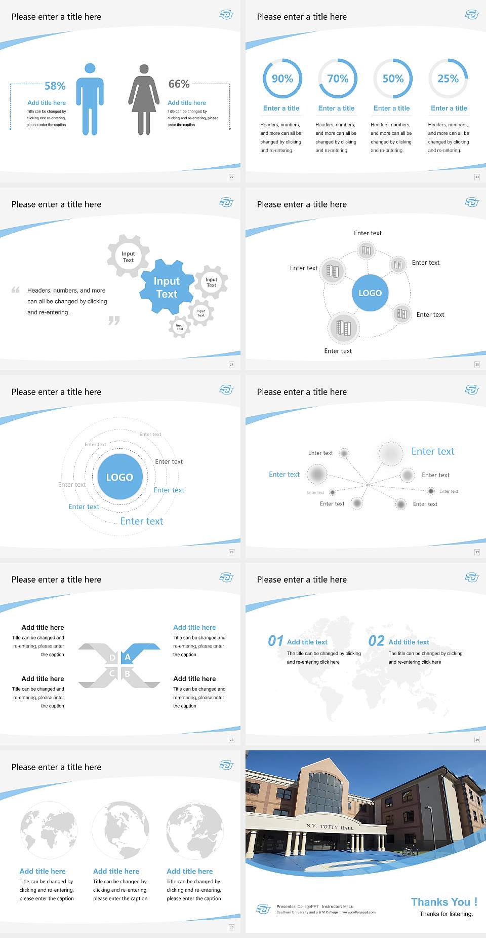 Southern University and a & M College Course/Courseware Creation PPT Template4:3 ratio PPT effect preview image4