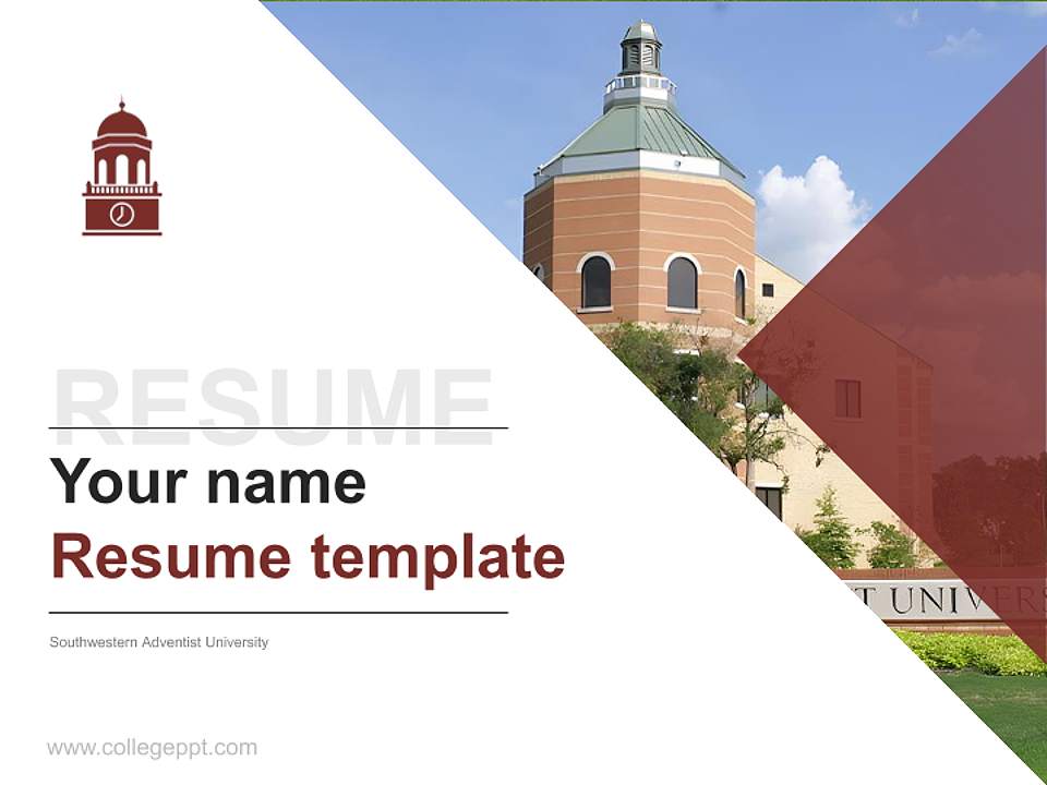 Southwestern Adventist University Resume PPT Template4:3 ratio PPT effect preview image5