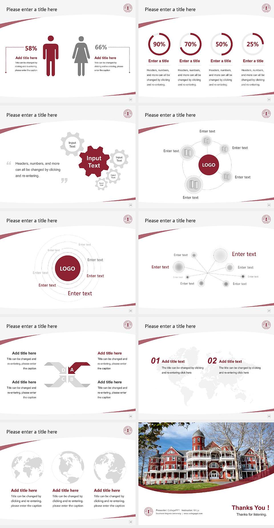 Southern Virginia University Course/Courseware Creation PPT Template4:3 ratio PPT effect preview image4