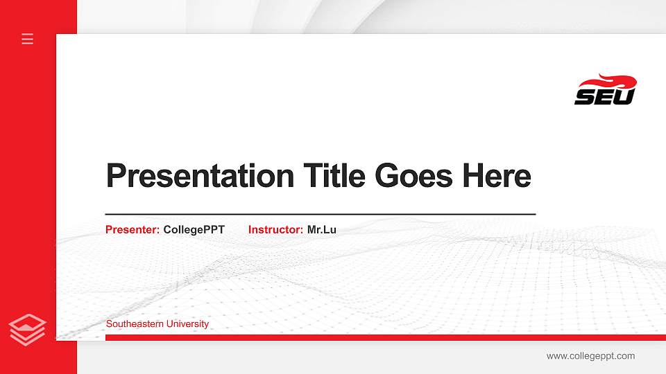 Southeastern University Thesis Proposal/Graduation Defense PPT Template16:9 ratio PPT effect preview image