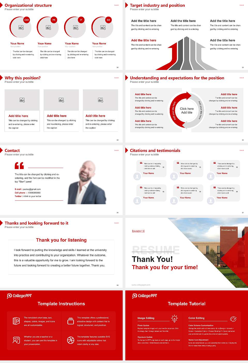 Southern Illinois University-Edwardsville Resume PPT Template16:9 ratio PPT effect preview image4