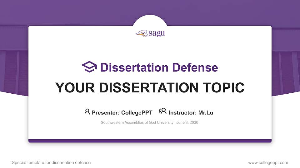 Southwestern Assemblies of God University Graduation Thesis Defense PPT Template16:9 ratio PPT effect preview image