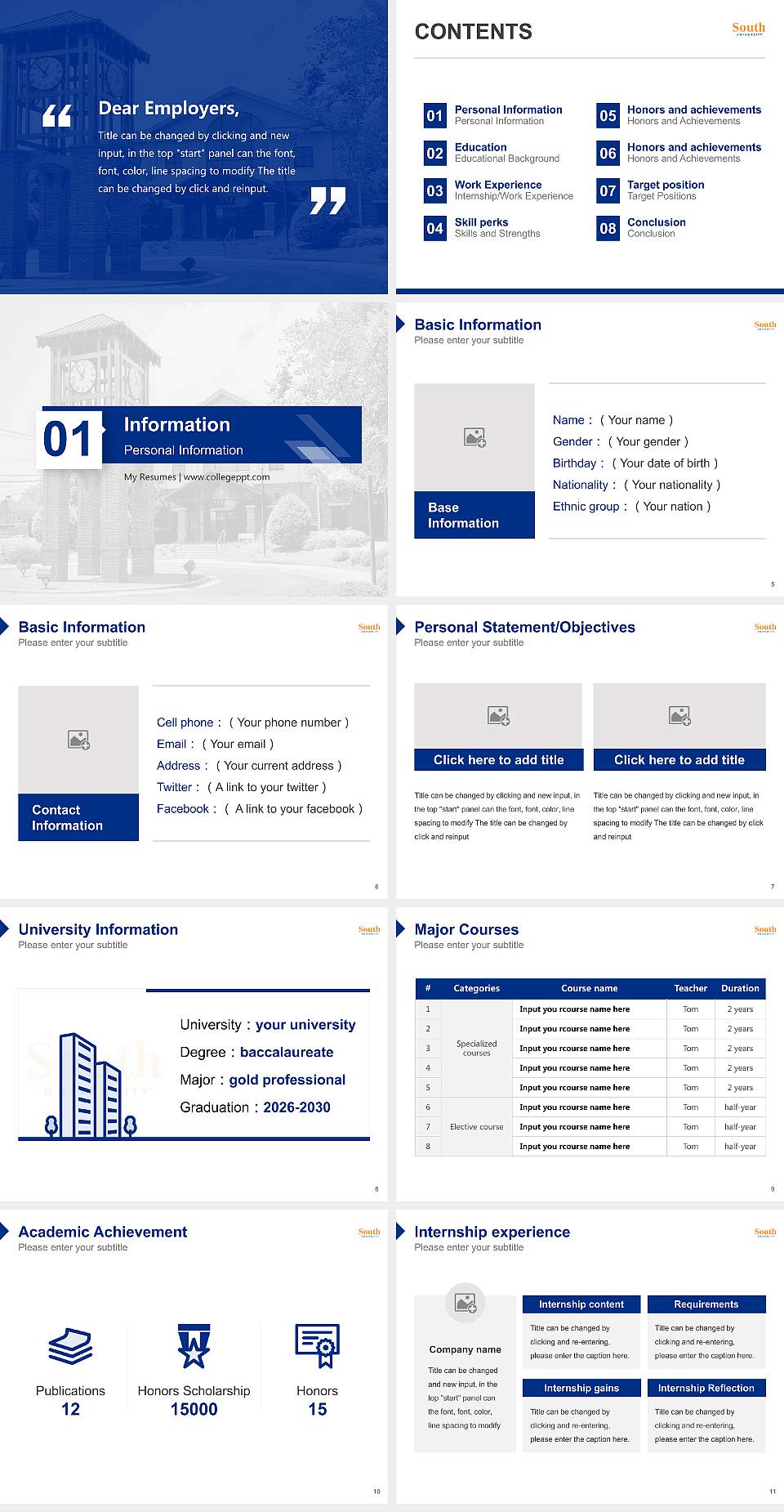 South University-Montgomery Resume PPT Template4:3 ratio PPT effect preview image2