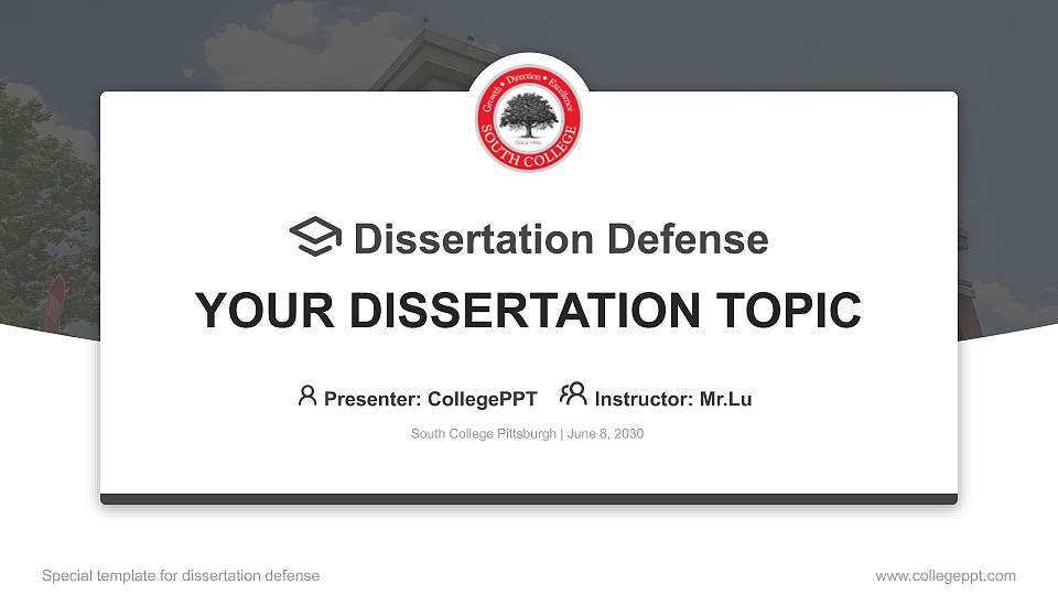 South College Pittsburgh Graduation Thesis Defense PPT Template16:9 ratio PPT effect preview image