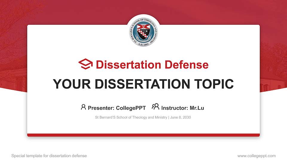 St Bernard’S School of Theology and Ministry Graduation Thesis Defense PPT Template16:9 ratio PPT effect preview image