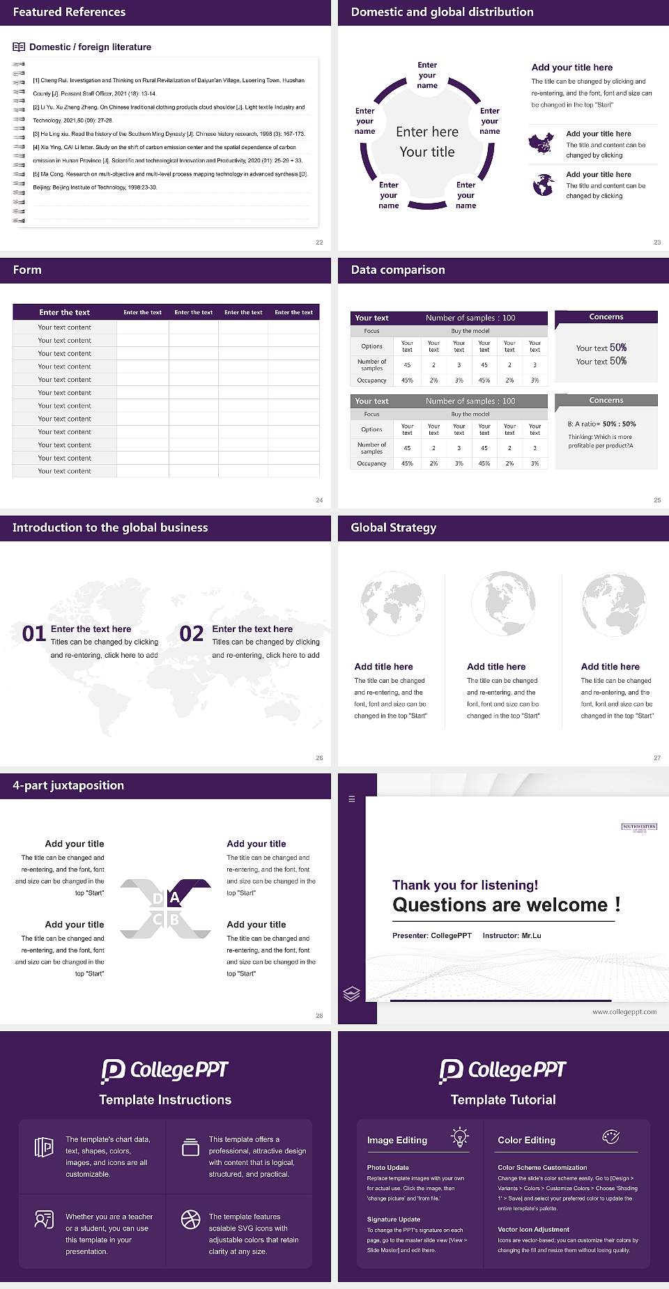 Southwestern Law School Thesis Proposal/Graduation Defense PPT Template4:3 ratio PPT effect preview image4