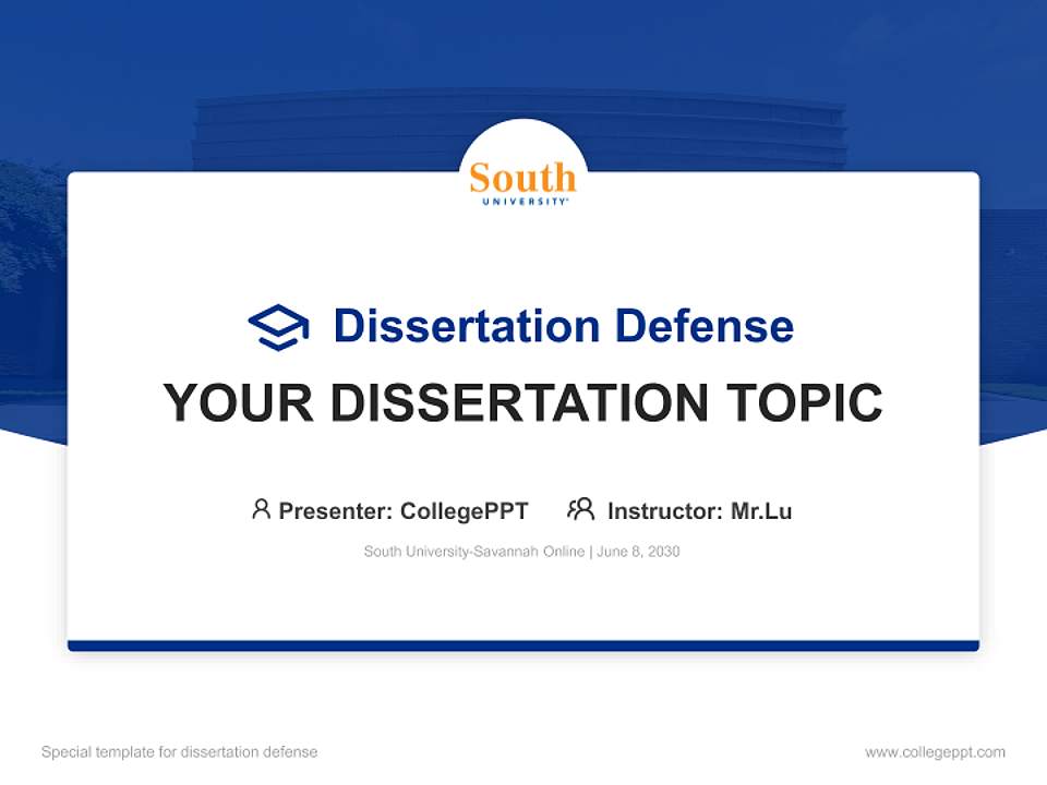 South University-Savannah Online Graduation Thesis Defense PPT Template4:3 ratio PPT effect preview image7