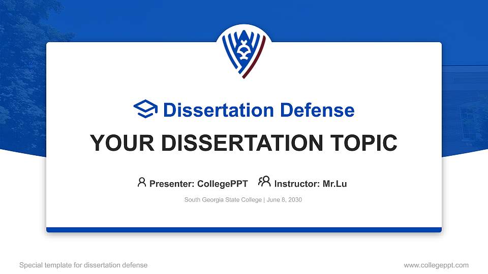 South Georgia State College Graduation Thesis Defense PPT Template16:9 ratio PPT effect preview image