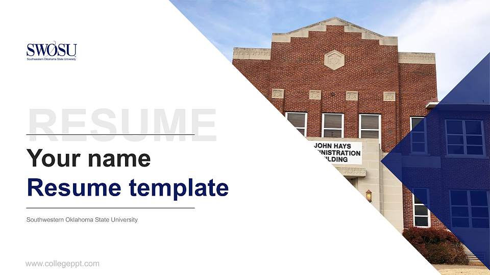 Southwestern Oklahoma State University Resume PPT Template16:9 ratio PPT effect preview image