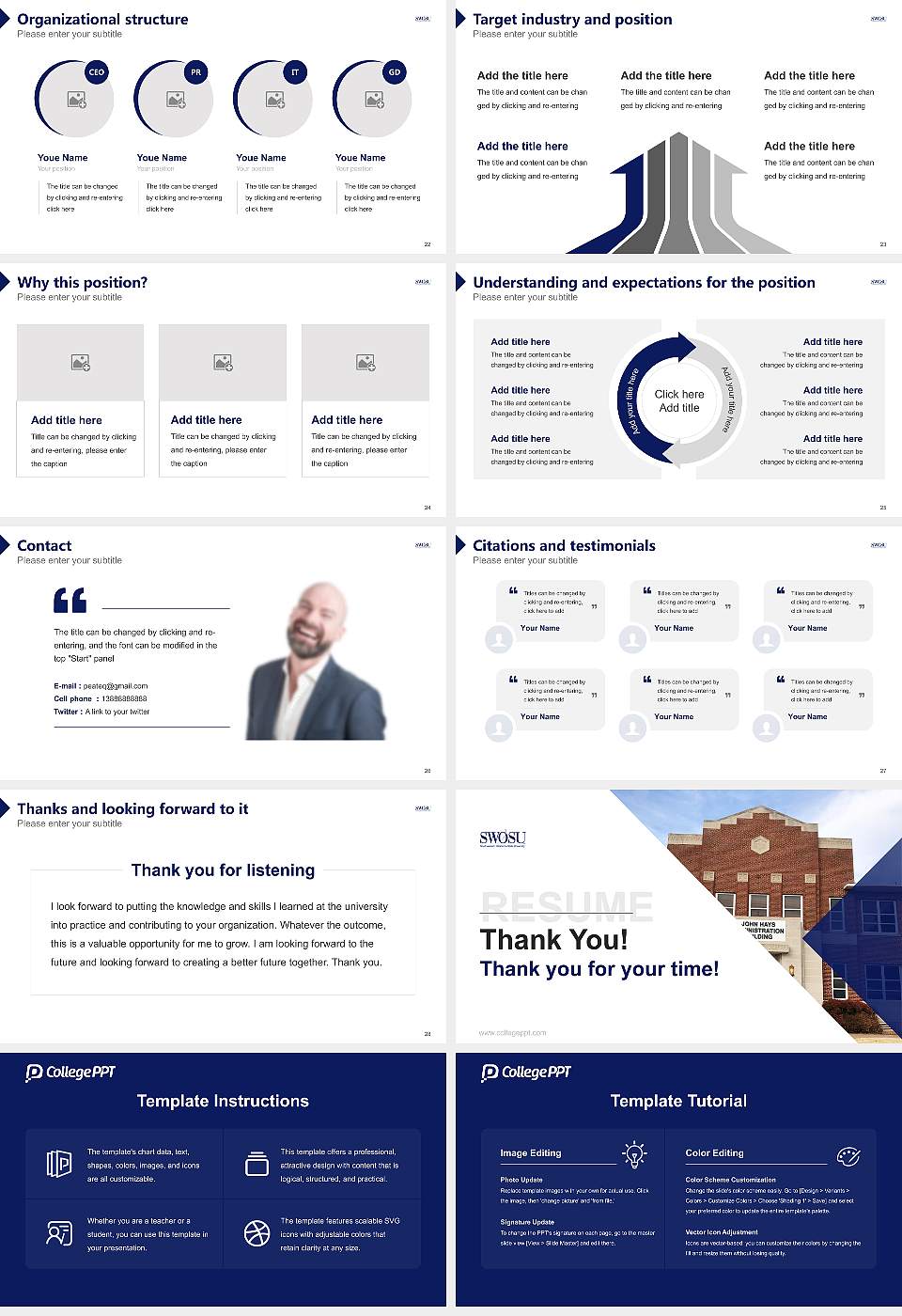 Southwestern Oklahoma State University Resume PPT Template16:9 ratio PPT effect preview image4