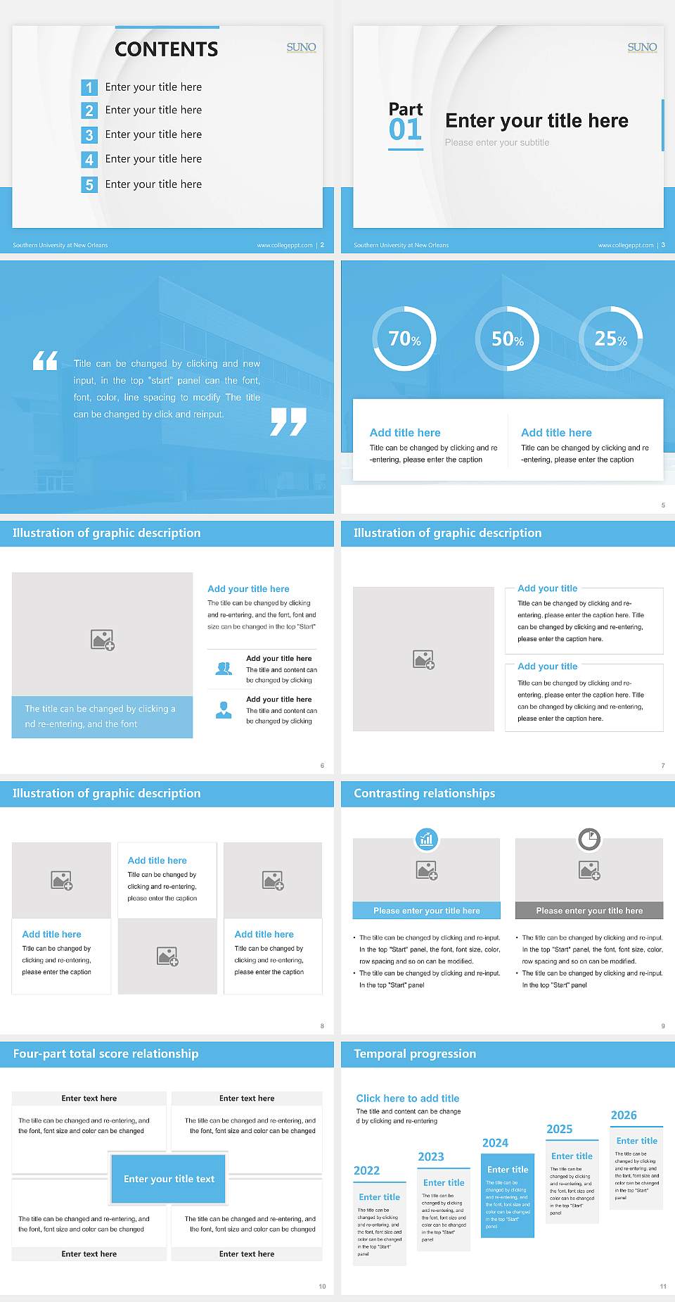 Southern University at New Orleans Thesis Proposal/Graduation Defense PPT Template4:3 ratio PPT effect preview image2