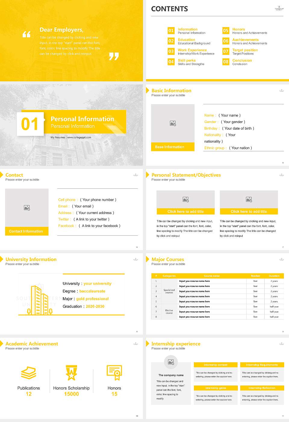 Southwestern University Resume PPT Template16:9 ratio PPT effect preview image2