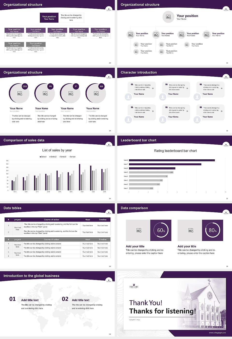 Spring Hill College Academic Presentation/Research Findings Report PPT Template16:9 ratio PPT effect preview image4