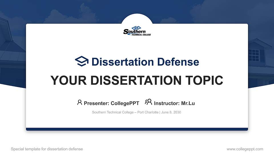 Southern Technical College – Port Charlotte Graduation Thesis Defense PPT Template16:9 ratio PPT effect preview image