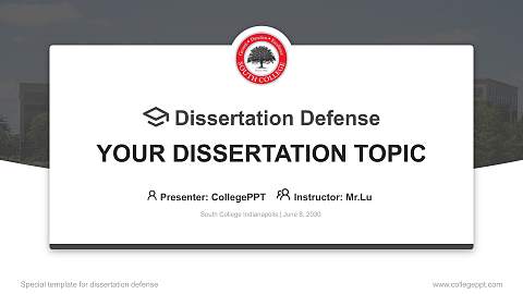 South College Indianapolis Graduation Thesis Defense PPT Template