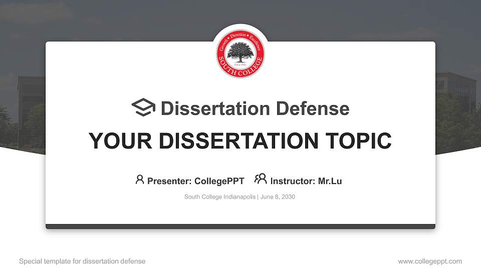 South College Indianapolis Graduation Thesis Defense PPT Template16:9 ratio PPT effect preview image