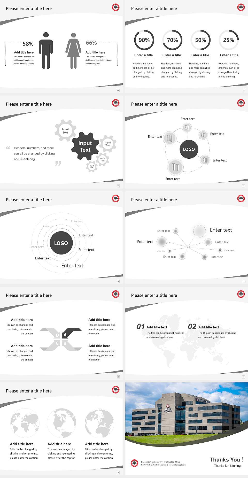 South College Nashville school Course/Courseware Creation PPT Template4:3 ratio PPT effect preview image4