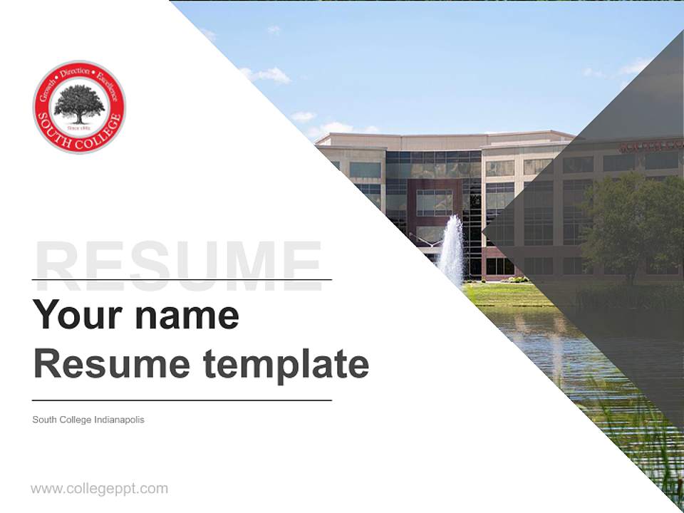 South College Indianapolis Resume PPT Template4:3 ratio PPT effect preview image5