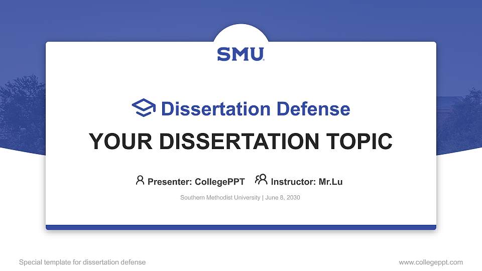 Southern Methodist University Graduation Thesis Defense PPT Template16:9 ratio PPT effect preview image
