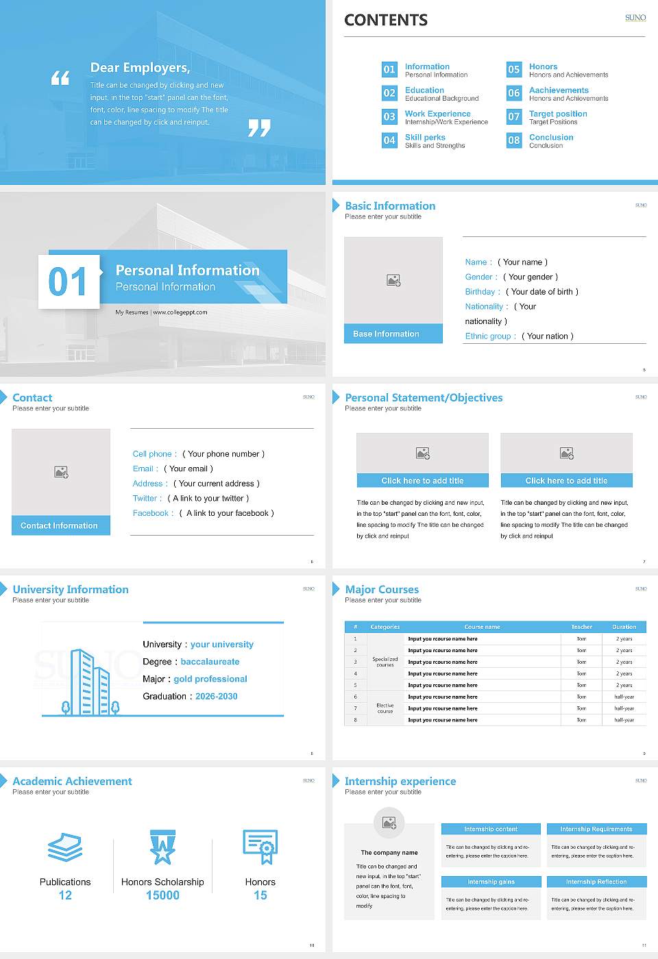 Southern University at New Orleans Resume PPT Template16:9 ratio PPT effect preview image2
