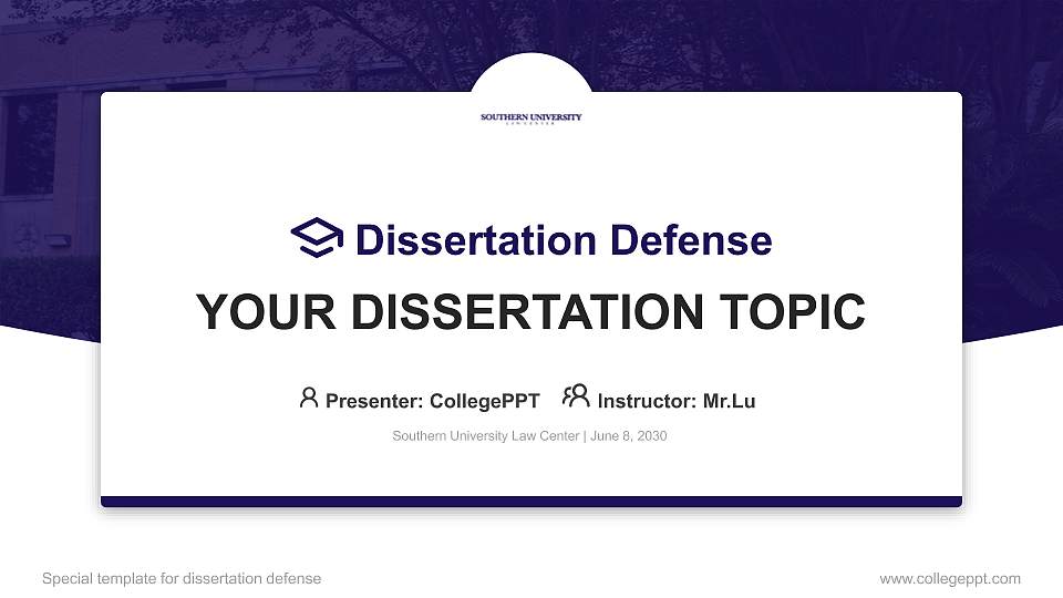 Southern University Law Center Graduation Thesis Defense PPT Template16:9 ratio PPT effect preview image
