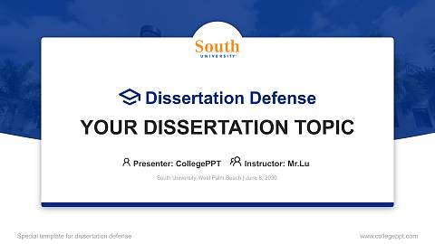 South University-West Palm Beach Graduation Thesis Defense PPT Template