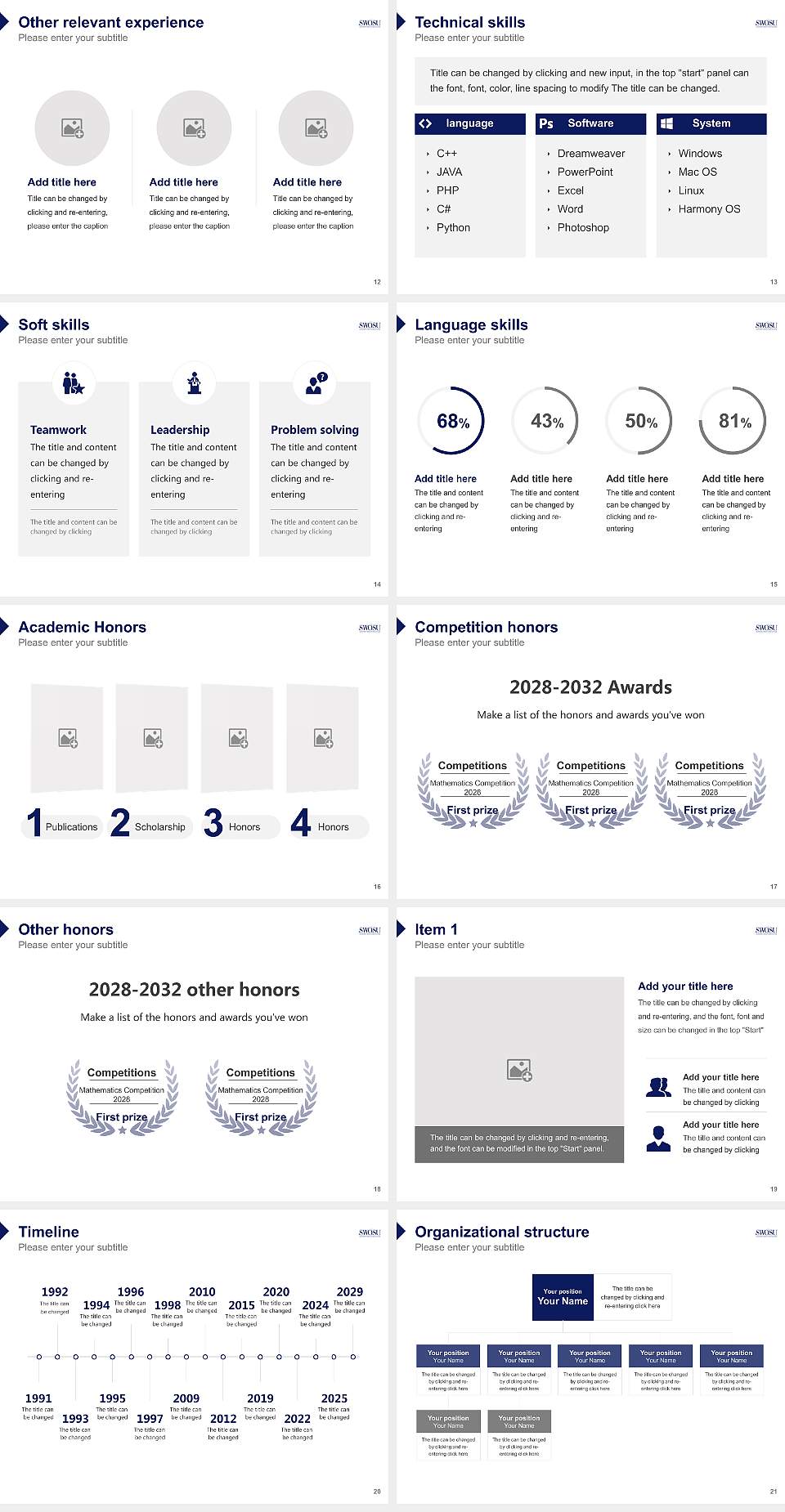 Southwestern Oklahoma State University Resume PPT Template4:3 ratio PPT effect preview image3